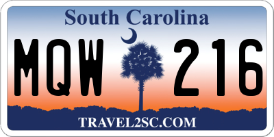 SC license plate MQW216