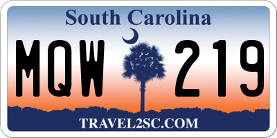 SC license plate MQW219