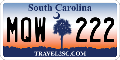SC license plate MQW222