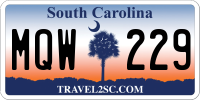 SC license plate MQW229