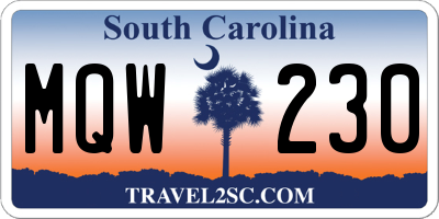 SC license plate MQW230