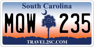 SC license plate MQW235