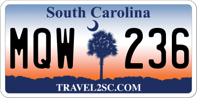 SC license plate MQW236