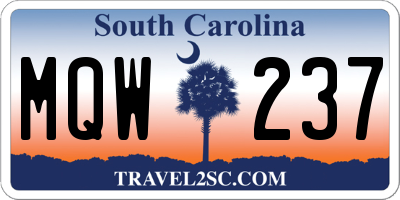 SC license plate MQW237