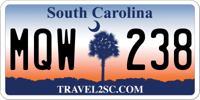 SC license plate MQW238