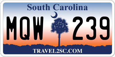 SC license plate MQW239