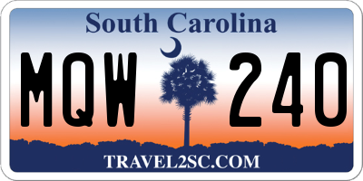 SC license plate MQW240