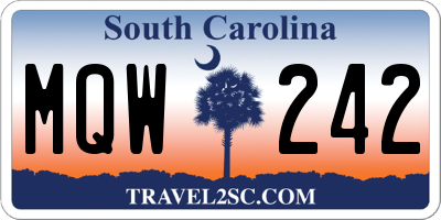 SC license plate MQW242