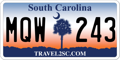 SC license plate MQW243