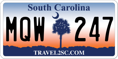 SC license plate MQW247