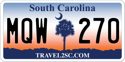 SC license plate MQW270