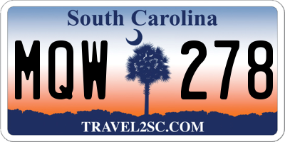 SC license plate MQW278