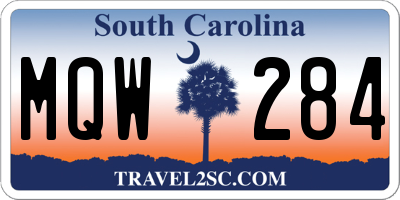 SC license plate MQW284