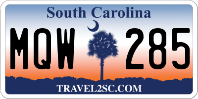 SC license plate MQW285