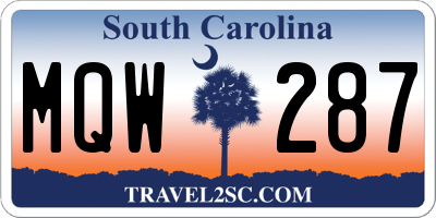 SC license plate MQW287