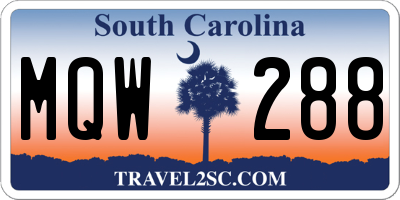 SC license plate MQW288