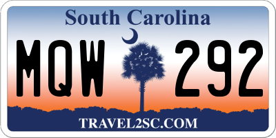 SC license plate MQW292