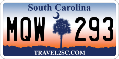 SC license plate MQW293