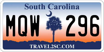 SC license plate MQW296