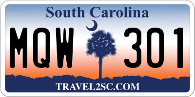SC license plate MQW301