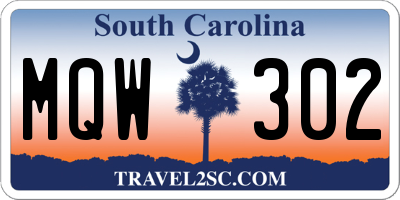 SC license plate MQW302