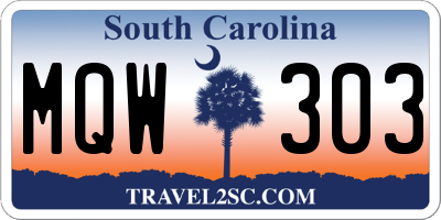 SC license plate MQW303