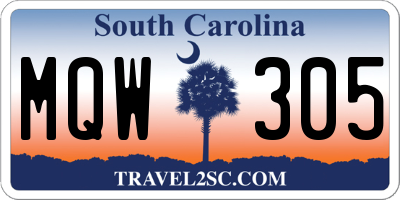 SC license plate MQW305