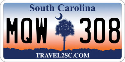 SC license plate MQW308
