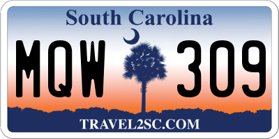 SC license plate MQW309