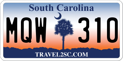 SC license plate MQW310