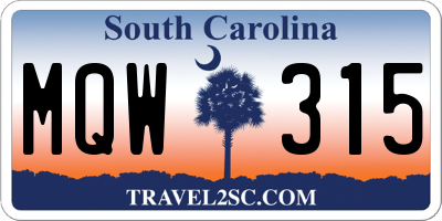 SC license plate MQW315