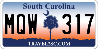 SC license plate MQW317