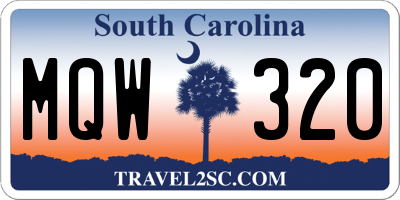 SC license plate MQW320
