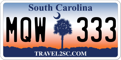 SC license plate MQW333