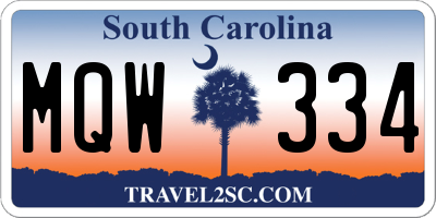 SC license plate MQW334