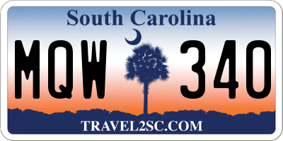SC license plate MQW340