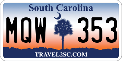 SC license plate MQW353