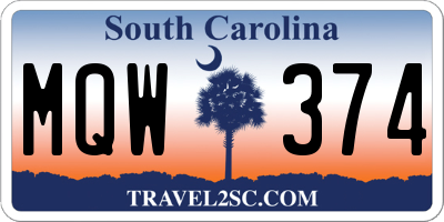 SC license plate MQW374