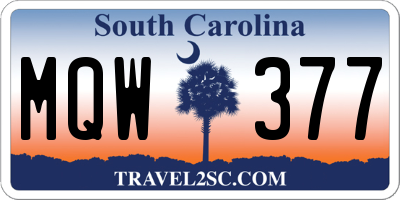 SC license plate MQW377