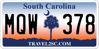 SC license plate MQW378