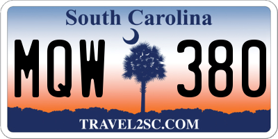 SC license plate MQW380