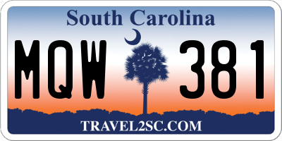 SC license plate MQW381