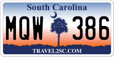 SC license plate MQW386