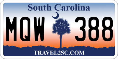 SC license plate MQW388