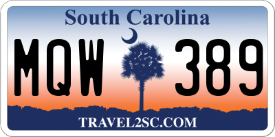 SC license plate MQW389