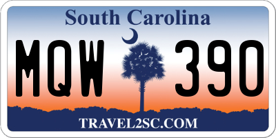 SC license plate MQW390