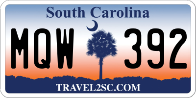 SC license plate MQW392