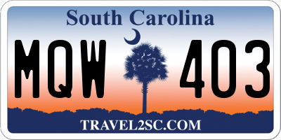 SC license plate MQW403
