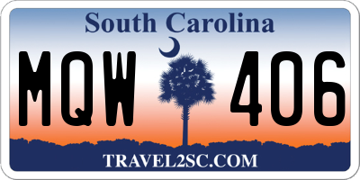 SC license plate MQW406