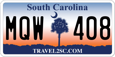 SC license plate MQW408